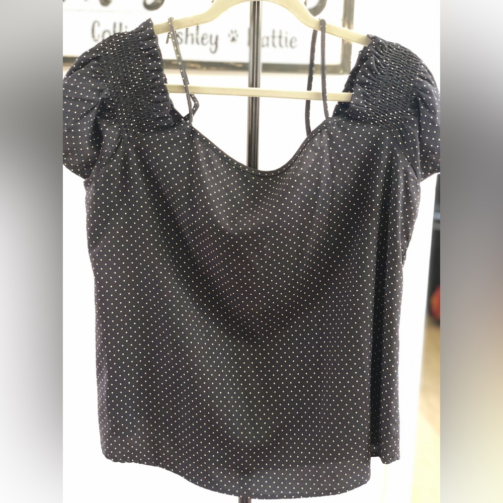 Navy Blue polka dot blouse
